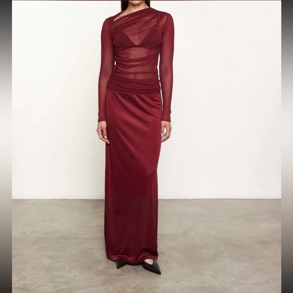 NEW Enza Costa $295 Liquid Jersey Skirt (ruby) Size Small